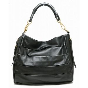 Christian Dior Hobo Drape Shoulder Bag Leather Black